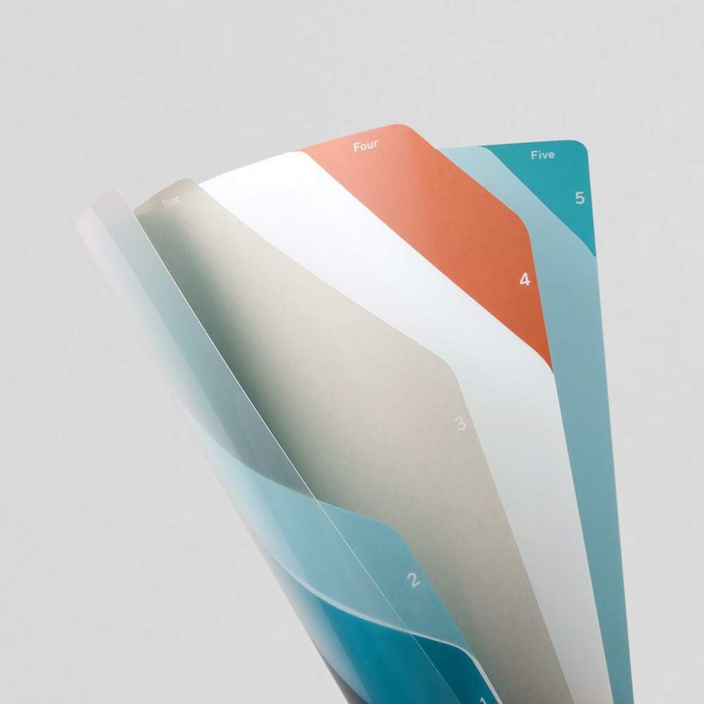 Midori 35340006 Clear Holder, 5 Pockets, Clear Holder, A4, Striped Pattern, Navy Blue