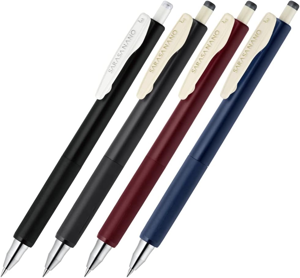 ZEBRA JJH72-BK4C-AZ Gel Ballpoint Pen, Sarasa Nano 0.01 inch (0.3 mm), Set of 4 Black