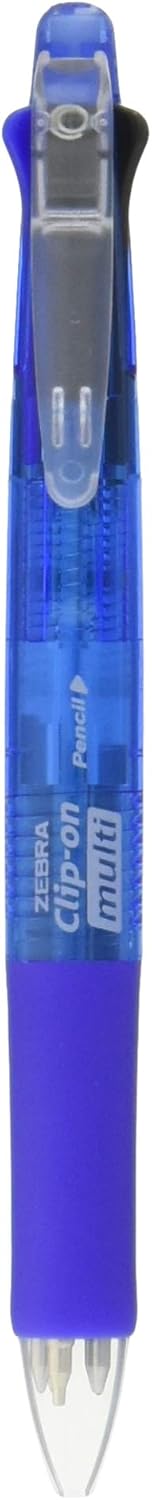 ZEBRA B4SA1 Clip-on multi Multifunctional Pen (0.7mm Black, Blue, Red and Green + 0.5mm mechanical pencil) - Blue Barrel