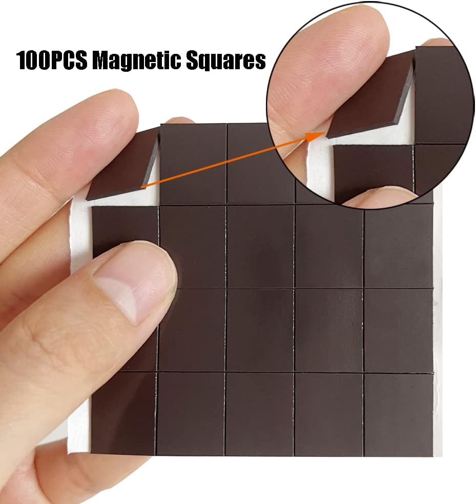 FCLUB 100pcs Magnetic Magnet Squares with strong Self Adhesive for Watercolor Half Pans