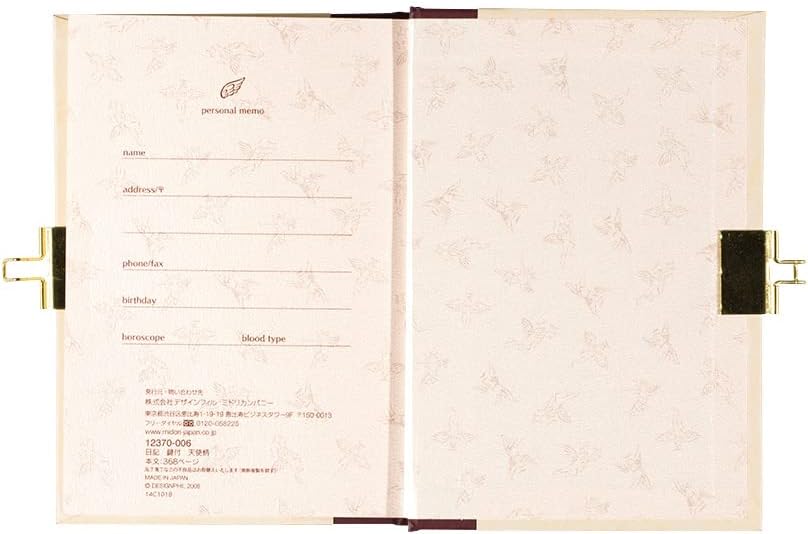 DESIGNPHIL Midori 12370006 Diary with Keys, Angel Pattern