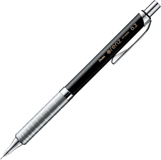 Pentel Mechanical Pencil, Orenz, with Metal Grip, 0.2mm, Black (XPP1002G-A)