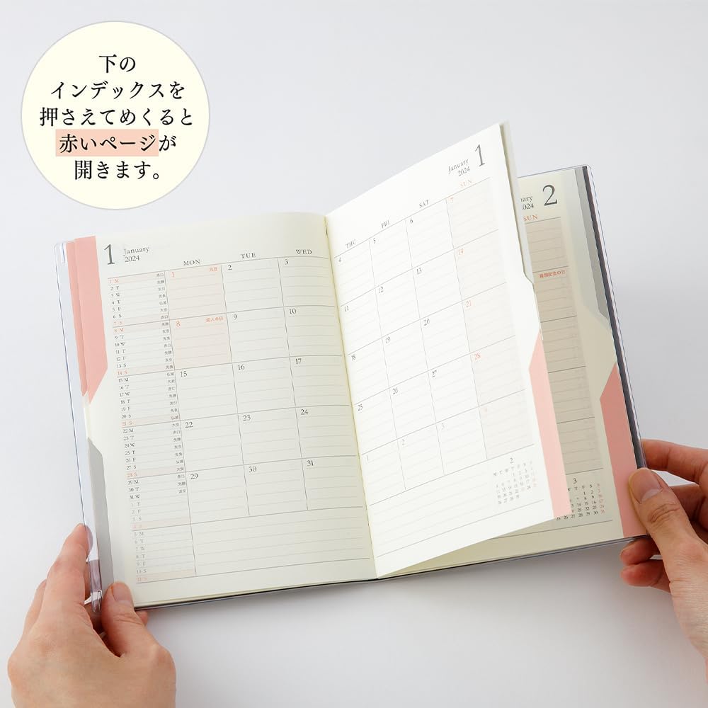 Midori Double Schedule Notebook 2024, B6 Monthly, Black/Beige (22262006, Starts October 2023)