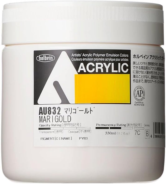 Holbein AU967 Acrylic Color, Heavy Body, Pearl Red, 11.2 fl oz (330 ml) (marigold)