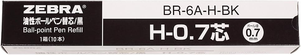 Zebra Oil-based Ballpoint Pen Refills H-0.7 Black 10 pcs B-BR-6A-H-BK