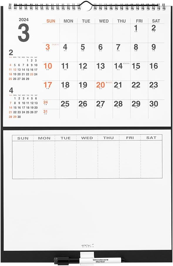 Midori 31292006 2024 Wall Calendar, Dry Erase Calendar, Medium, Family (M)