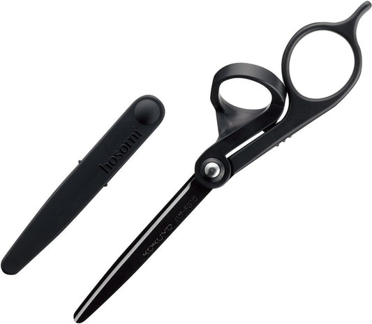 Kokuyo scissors slender fluorine coat black Hasa -F310D