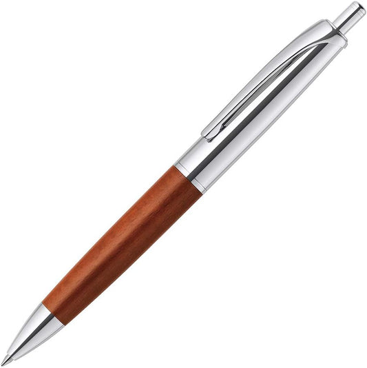 ZEBRA P-BA76-WDS Oil-Based Ballpoint Pen, Fillare Wood, Retractable Type, 0.7, Silver