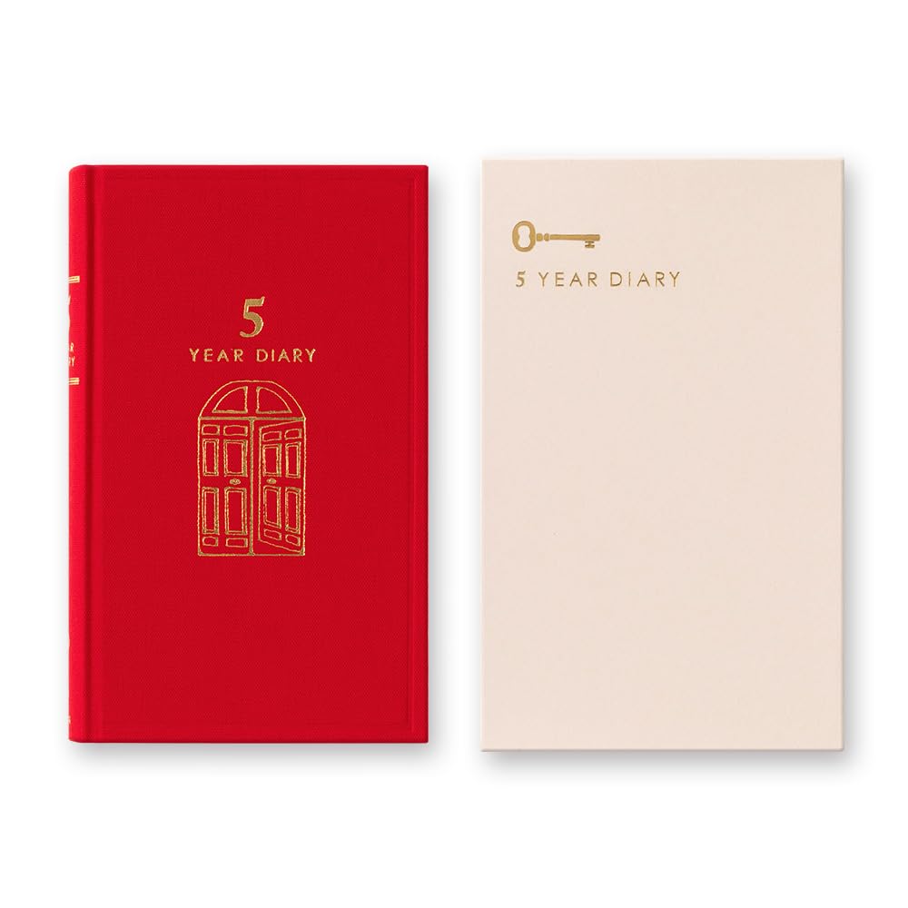 Midori 12851006 Diary, 5 Year Consecutive Door, Red