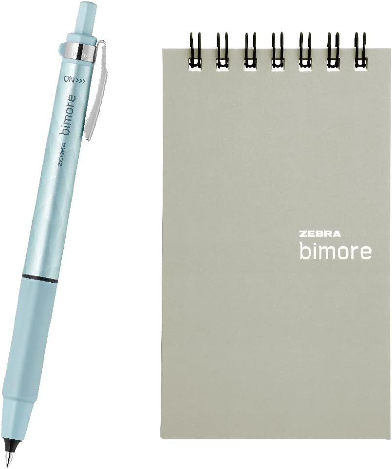 ZEBRA SE-JJ114-BGR Gel Ballpoint Pen, Bimoor Notepad Set, Beautiful Letters, Black Ink, Blue Gray Axis