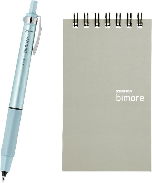 ZEBRA SE-JJ114-BGR Gel Ballpoint Pen, Bimoor Notepad Set, Beautiful Letters, Black Ink, Blue Gray Axis