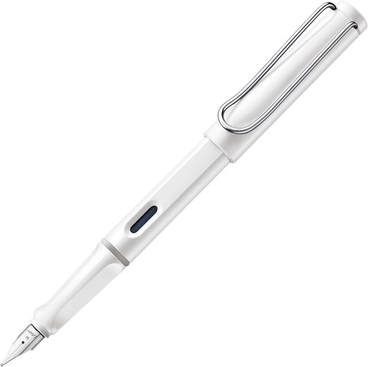LAMY safari white - Fountain Pen with ergonomic grip & polished steel nib in size EF - ideal for any Writing & Calligraphy - including LAMY T 10 blue cartridge - Right-Handed