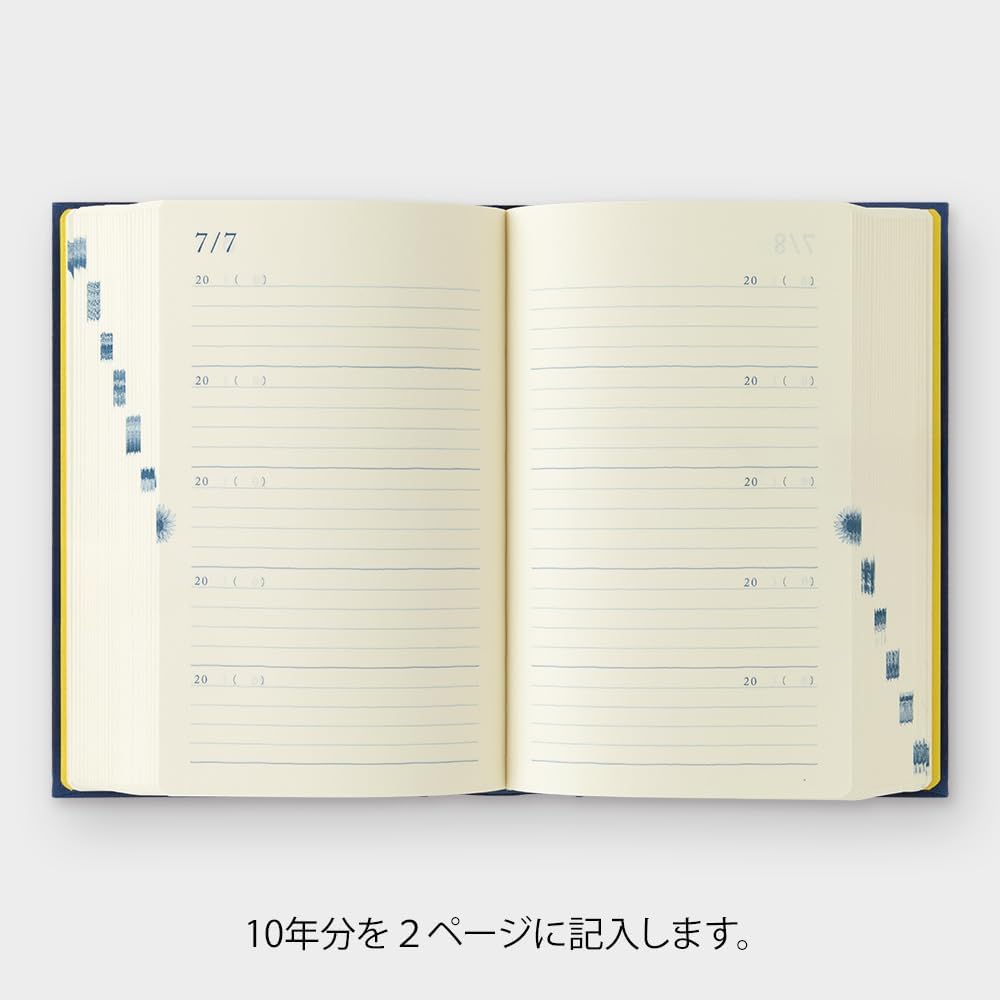 DESIGNPHIL Midori 12397006 Diary, 10 Years Consecutive Door, Navy Blue
