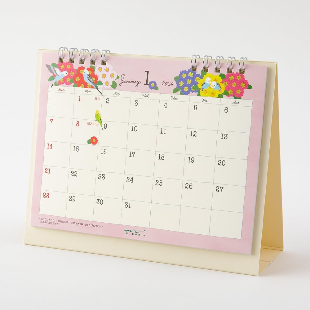 Midori 31273006 2024 Calendar, Tabletop, M, Country Time Floral Pattern (country thyme floral)