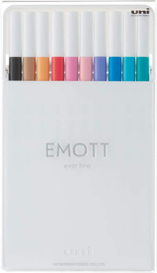 Uni EMOTT Fineliner Pen Set #2, 10-Colors