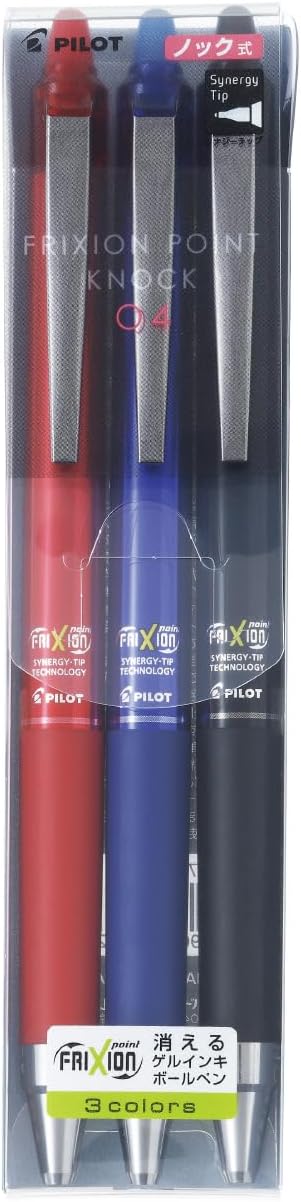 PILOT Frixion Point Knock 04, 3 Colors Set (LFPK-75S4-3C)