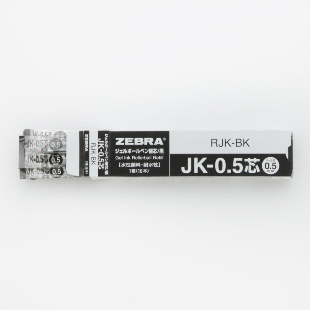 ZEBRA B-RJK-BK Gel Ballpoint Pen Refill, Multi-Color, Multi-Functional, JK-0.5 Lead, Black, 10 Pens