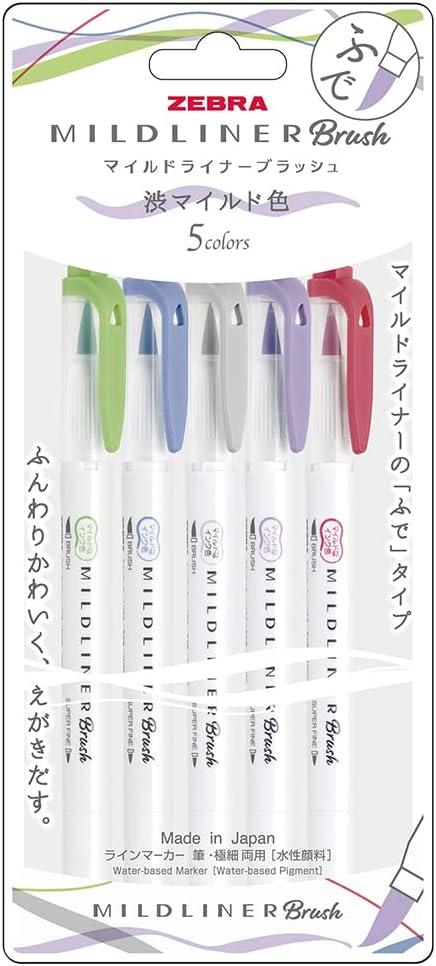 ZEBRA Mildliner Brush, 5 colors