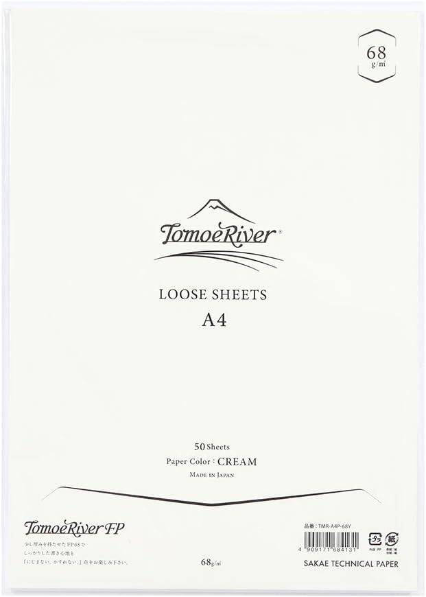 Tomoe River FP 68gsm Loose Sheet, 8.27 x 11.7, 50 Sheets/Pack, Cream (TMR-A4P-68Y)