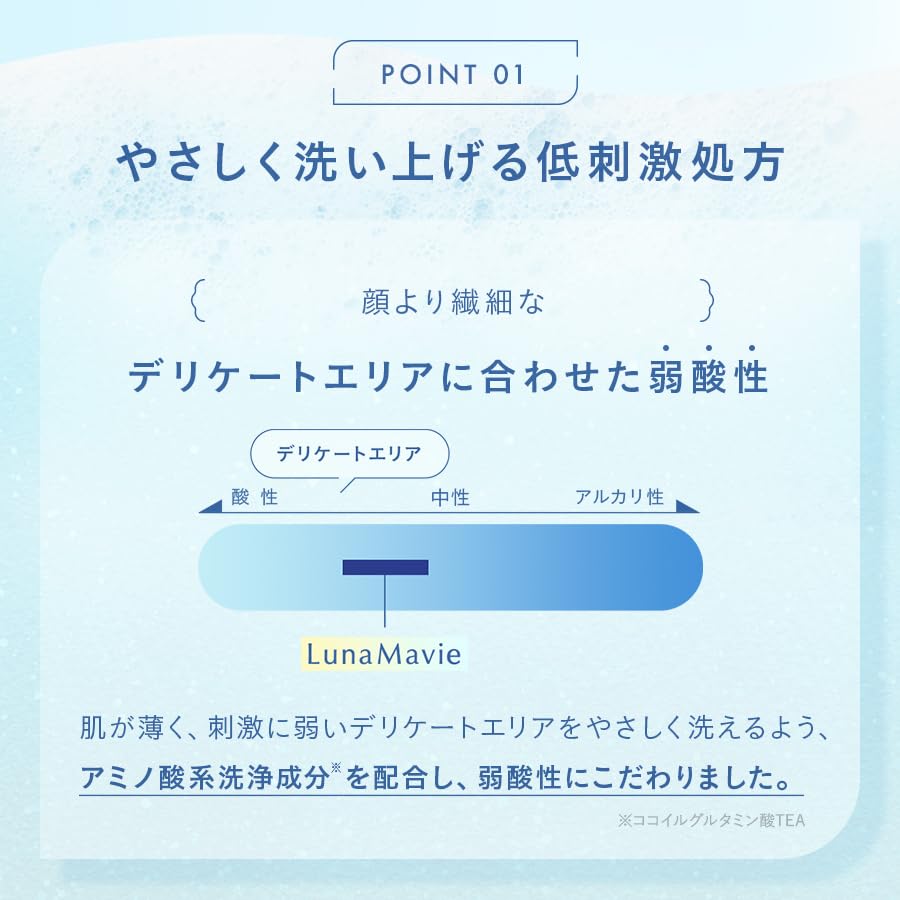 LunaMavie Delicate Bubble Wash 180ml Delicate Zone Odor Itching Chapping Body Soap Weak Acid White Lavender Scent Women Men Children Menicon Official