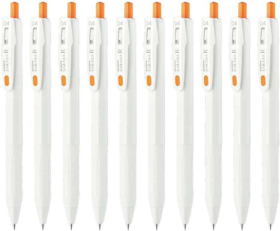 ZEBRA B-JJS29-R1-OR Sarasa R Gel Ballpoint Pen, 0.4mm, Orange, 10 Count