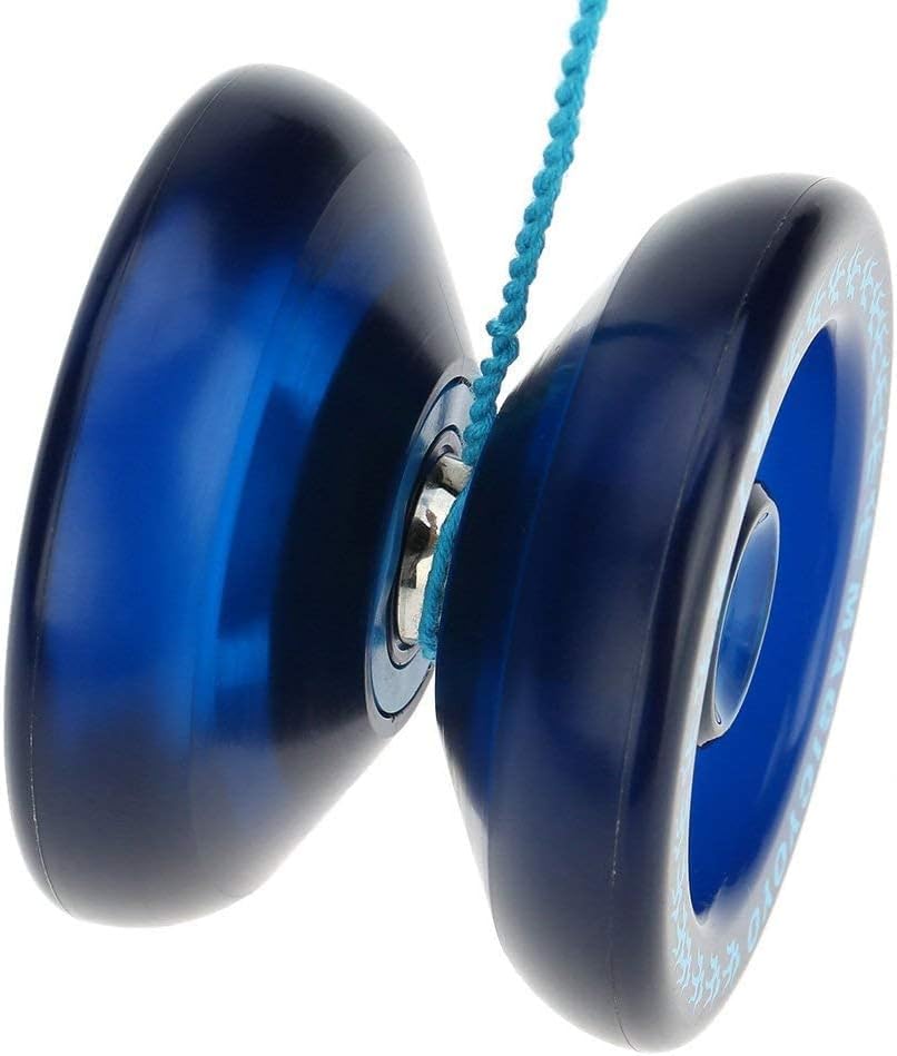 MAGICYOYO Responsive Yoyo K1 Tug Return Yo yo, Hubstacks Yo-yo for Kids Beginners Dual Purpose Yo Yo with Unresponsive Bearing, Storage Bag + 12 Yoyo Strings +Yo-Yo Glove +2 Yo yo Hubstacks (Blue)