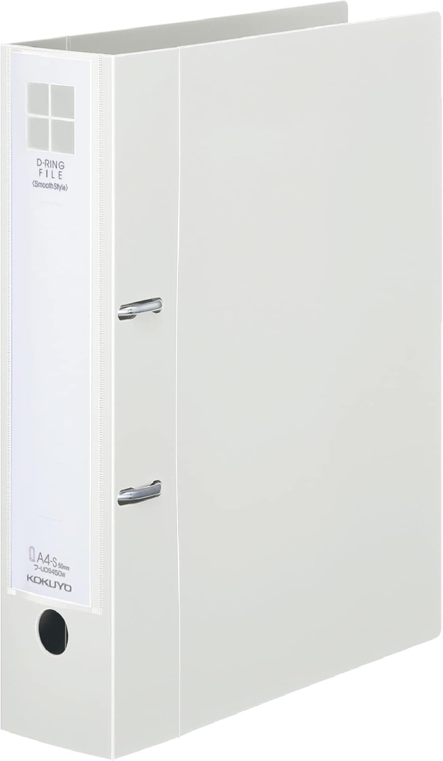Kokuyo F-UDS450W D-Ring File, Smooth Style, A4, Holds 500 Sheets, Off-White