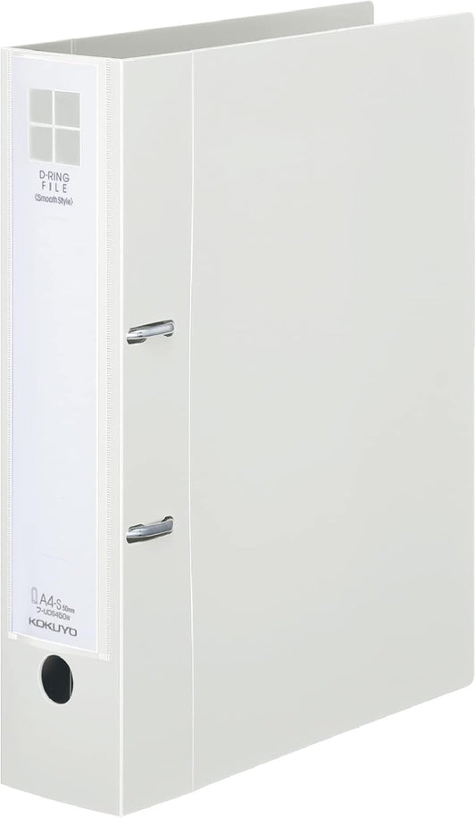 Kokuyo F-UDS450W D-Ring File, Smooth Style, A4, Holds 500 Sheets, Off-White