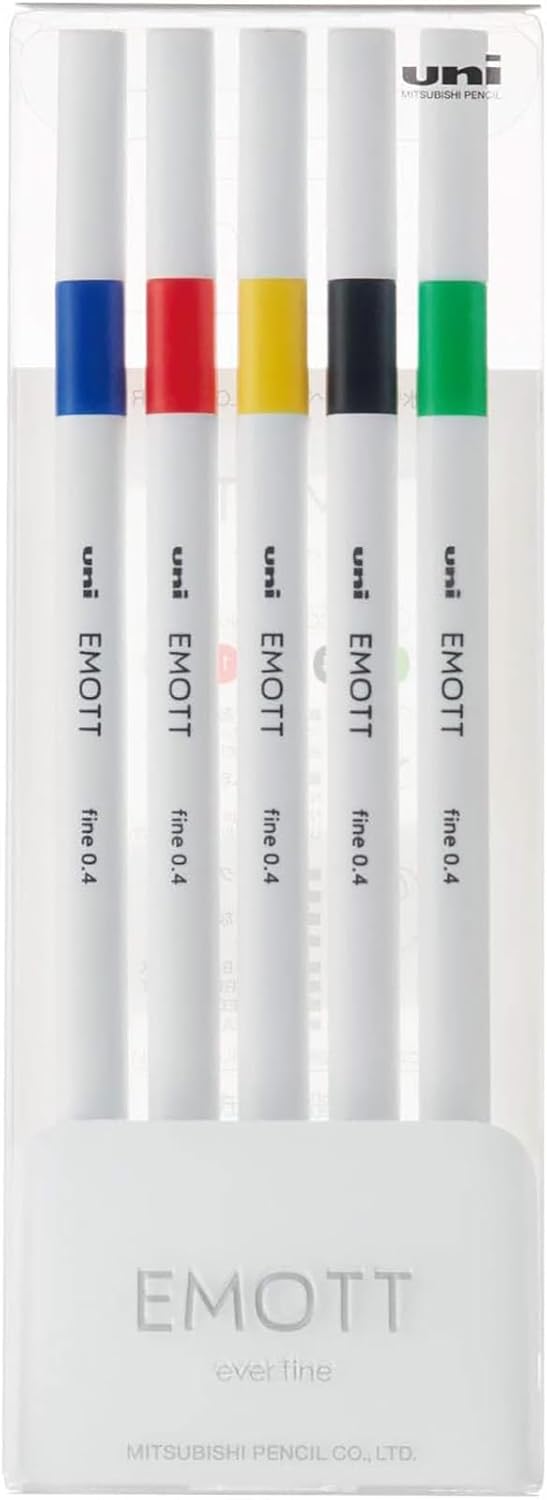 Uni Water Based Pen EMOTT 5 Colors Set No.1Vivid Color, PEM-SY 5C No.1