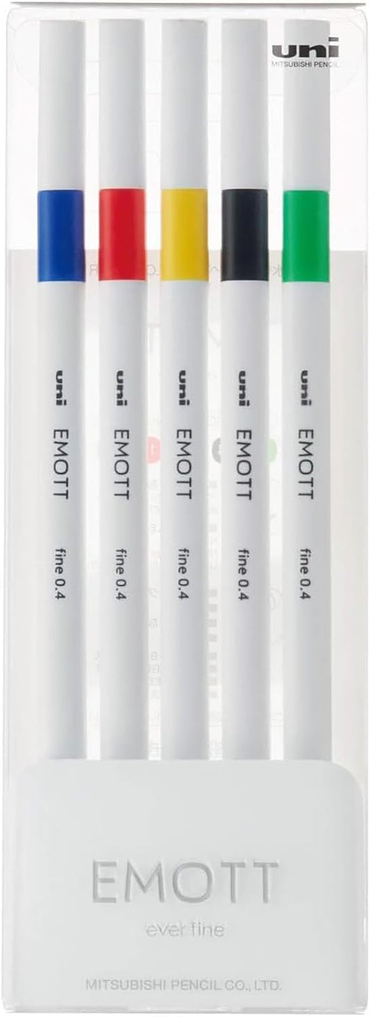 Uni Water Based Pen EMOTT 5 Colors Set No.1Vivid Color, PEM-SY 5C No.1