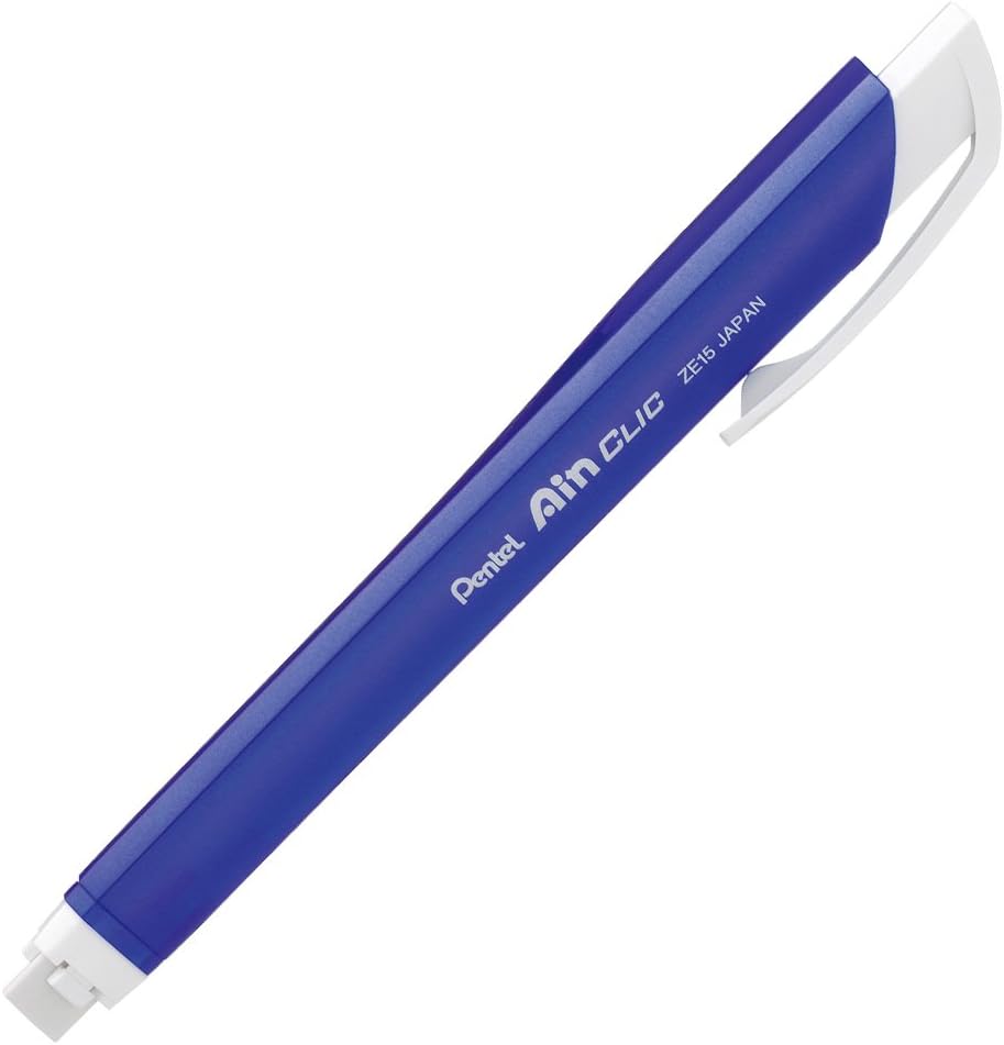 Pentel XZE15-MC Ain Click Holder Eraser, Set of 5, Metal Blue Shaft