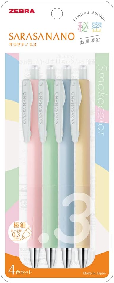 ZEBRA JJH72-4C-SM Sarasa Nano Gel Ballpoint Pen 0.3mm Smoke Color 4 Color Set