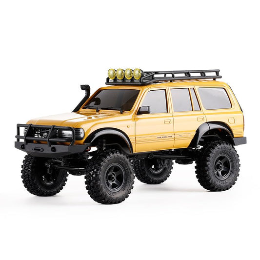 BEEZRC FMS RC Crawler 1/18 FCX18 Land Cruiser LC80 RTR Toyota Licensed 4WD RC Rock Truck 2.4Ghz 900mAh Hobby Grade RC Car Model Mini Remote Control Car Off Road Vehicle FMS11831RTRYL (Yellow)