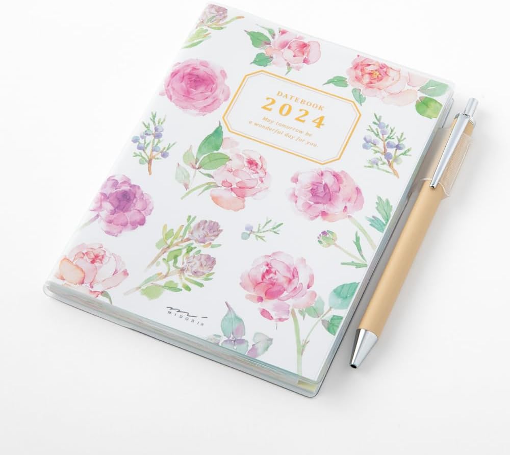 Midori Pocket Diary 22251006 Weekly Planner, 2024, A6, Clover Pattern, Starts January 2024 (country thyme floral)