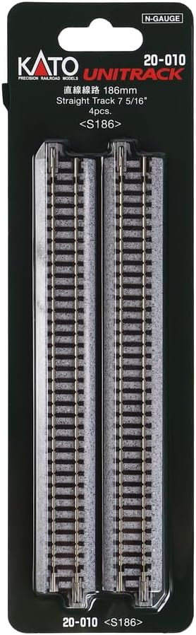 Kato N Scale Unitrack 7 5/16" 186mm Straight Track - 4 per package