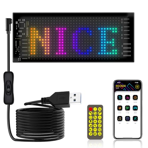 mumisuto Small LED Lightning Bulletin Board, Neon Sign, Neon Light, USB, Smartphone Compatible, App Control, Image Available, Easy Operation, LED Sign Board, Bendable, Rolling, IP65 Waterproof, For