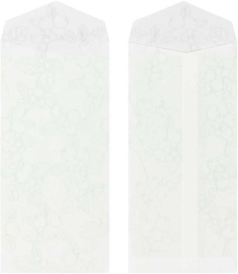 Midori 20486006 Vertical Openwork Washi Envelope Green Leaf Pattern