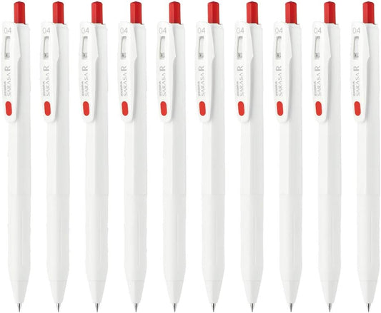 ZEBRA B-JJS29-R1-R Gel Ballpoint Pen, Sarasa R, 0.4mm, Red, 10pcs