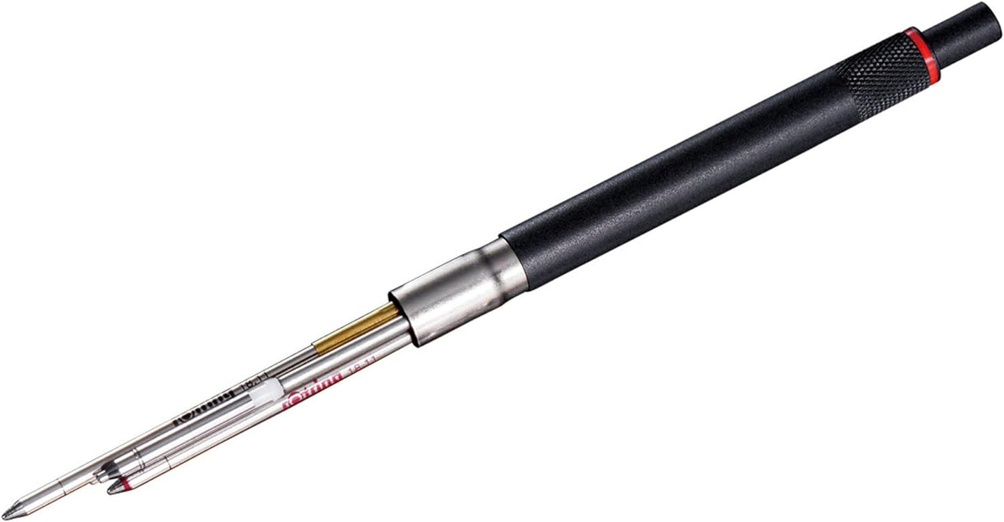 Rotring 600 3-in-1 Multicolor Pen and Mechanical Pencil, Switches Between 2 Ballpoint Pen Fine Point Tips (Black and Red Ink) and 1 Mechanical Pencil Tip (0.5mm Lead), Silver Barrel