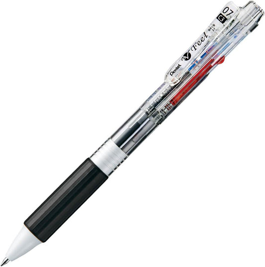 Pentel BXCB37T Feel Tri-Color Ballpoint Pen, 0.7, Clear Shaft, 10 Pieces