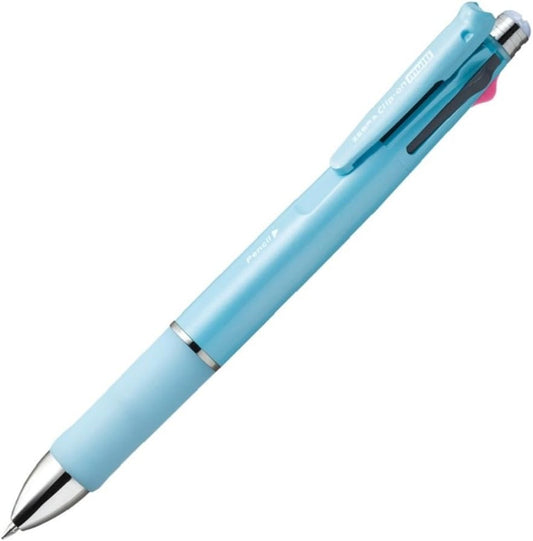 ZEBRA Clip-on multi 1000S Multifunctional Pen, 4 Color 0.7 mm Ballpoint and 0.5 mm Mechanical Pencil, Light Blue Barrel (B4SA3-LB)