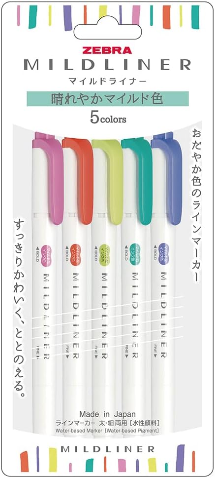 ZEBRA WKT7-5C-HC-N Highlighter, Mildliner, Radiant Mild Color, HC5 Color