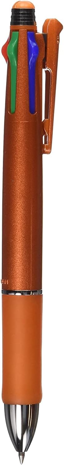 ZEBRA Clip-On 1000, 4 Color 0.7 mm Ballpoint Multi Pen 0.5 mm Pencil, Orange Body (B4SA2-OR)