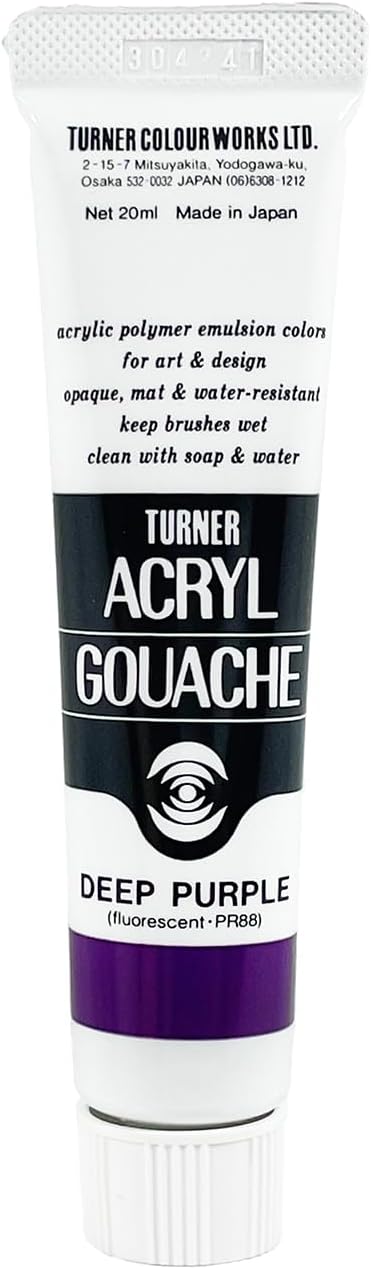Turner Colour Works Acryl Gouache Artist Acrylic Paint - Single 20 ml Tube - Deep Purple