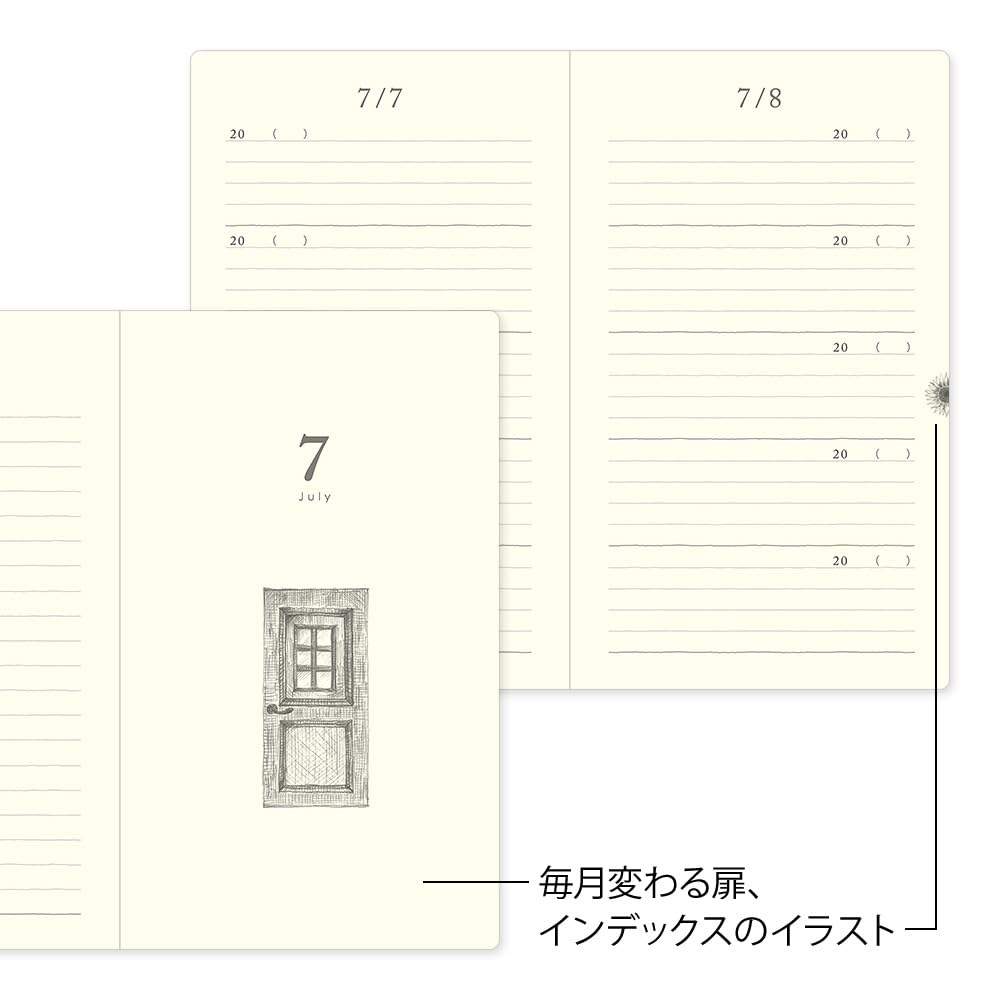 Midori 12851006 Diary, 5 Year Consecutive Door, Red