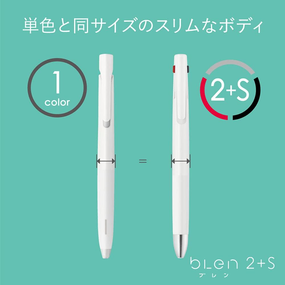 ZEBRA B2SAS88-W Multi-Functional Pen, Blen 2+S, 0.02 inches (0.5 mm), White