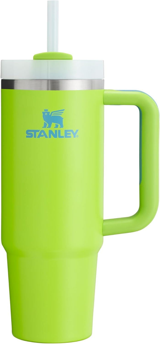 Stanley Quencher H2.0 Tumbler with Handle and Straw 30 oz | Flowstate 3-Position Lid | Cup Holder Compatible for Travel | Insulated Stainless Steel Cup | BPA-Free | Bright Lime