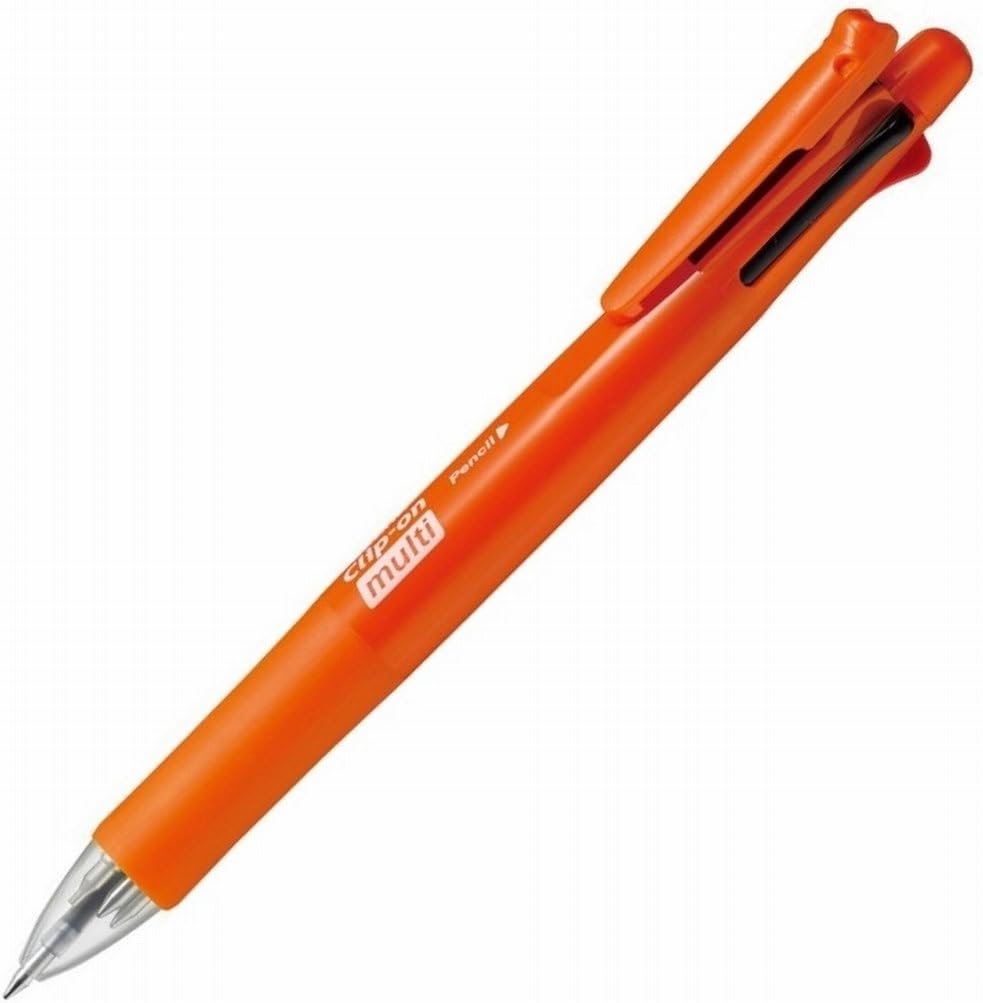 ZEBRA Clip-On Multi F Series 0.7 mm Ballpoint Multi Pen/0.5 mm Pencil, Powerful Orange Body (B4SA1-POR)