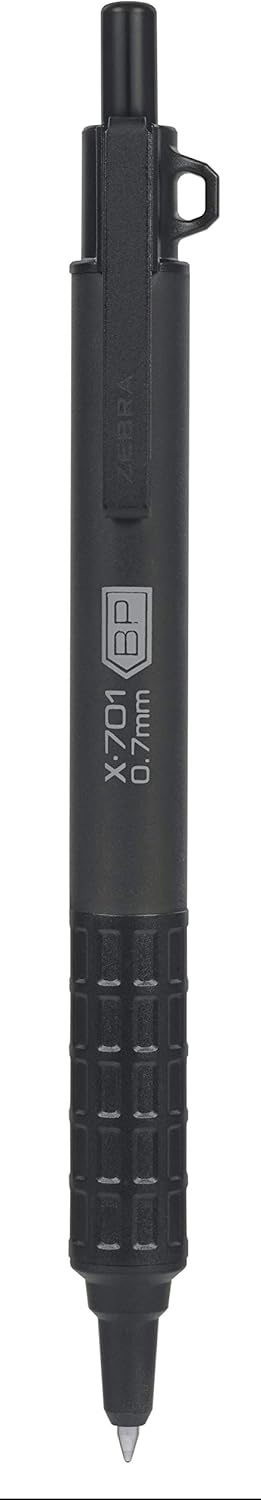 ZEBRA X-701 Tactical Ballpoint Pen And Refills, Fine Point, 0.7mm, Black Ink, 1 Pen And 2 Refills (Pack of 1)