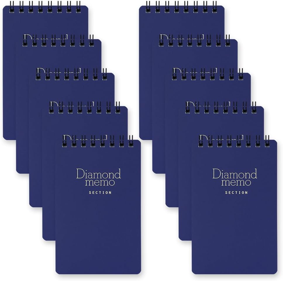 DESIGNPHIL Midori 11732006 Diamond Memo, Medium, Grid Ruled, Blue, Set of 10